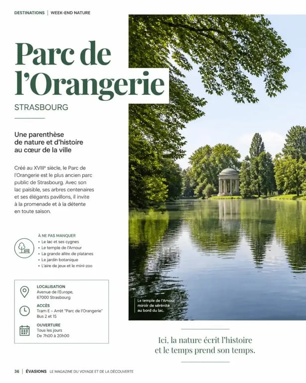 Le Parc de l'Orangerie, poumon vert pour les activités en plein air à Strasbourg