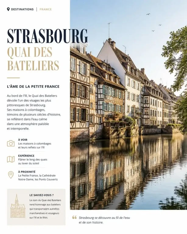 Quai des Bateliers, un lieu incontournable pour les activités en plein air à Strasbourg
