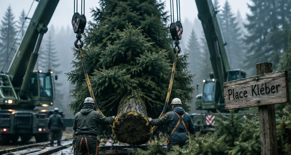 Le grand sapin de Strasbourg coupé en Moselle, arrivée vendredi place Kléber